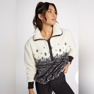 CALIA Women's Oversized Pieced 1/2 Zip Pullover - black and tan xs